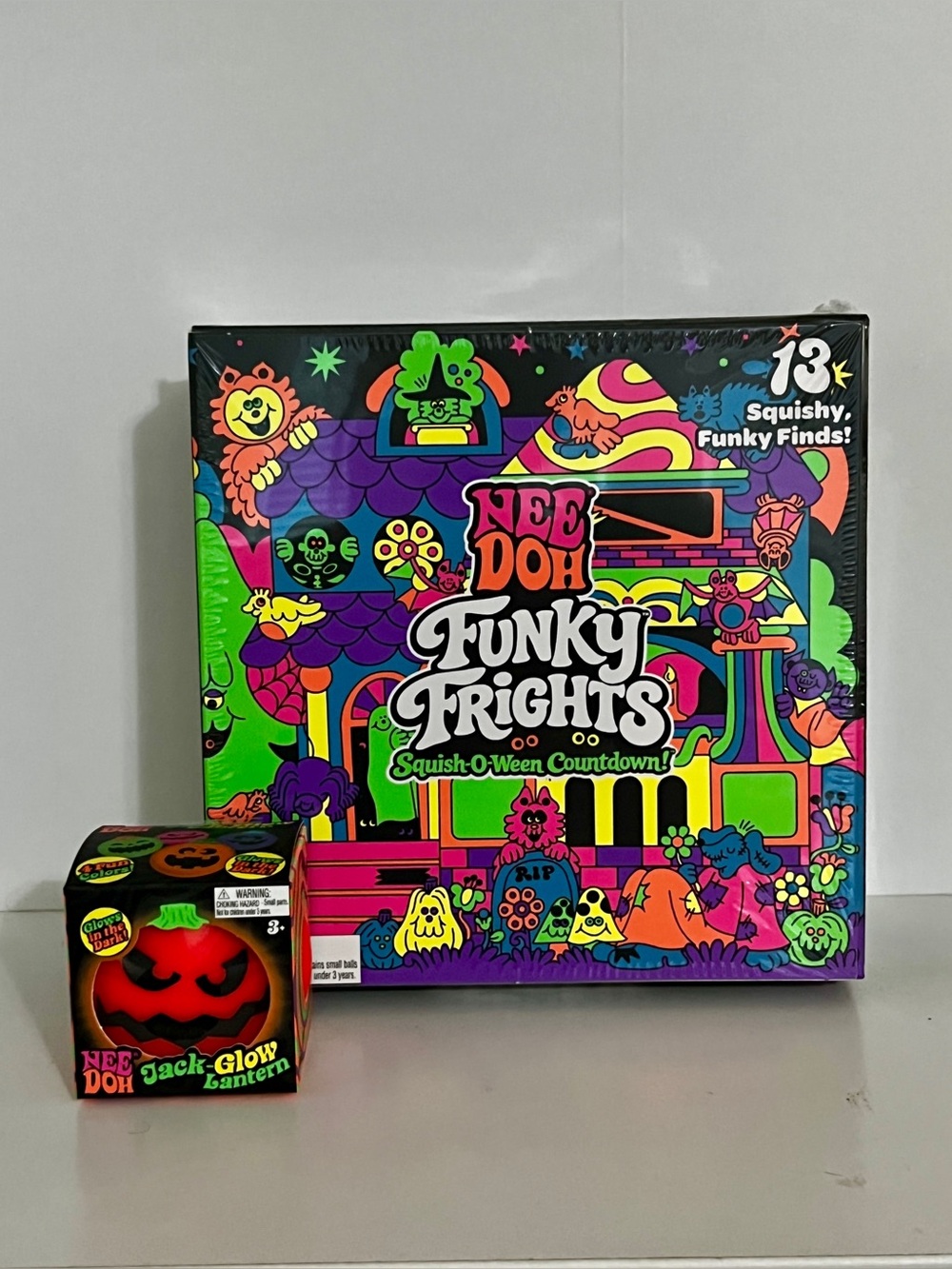 Authentic NeeDoh Funky Frights Halloween Countdown + Jack Glow Lantern